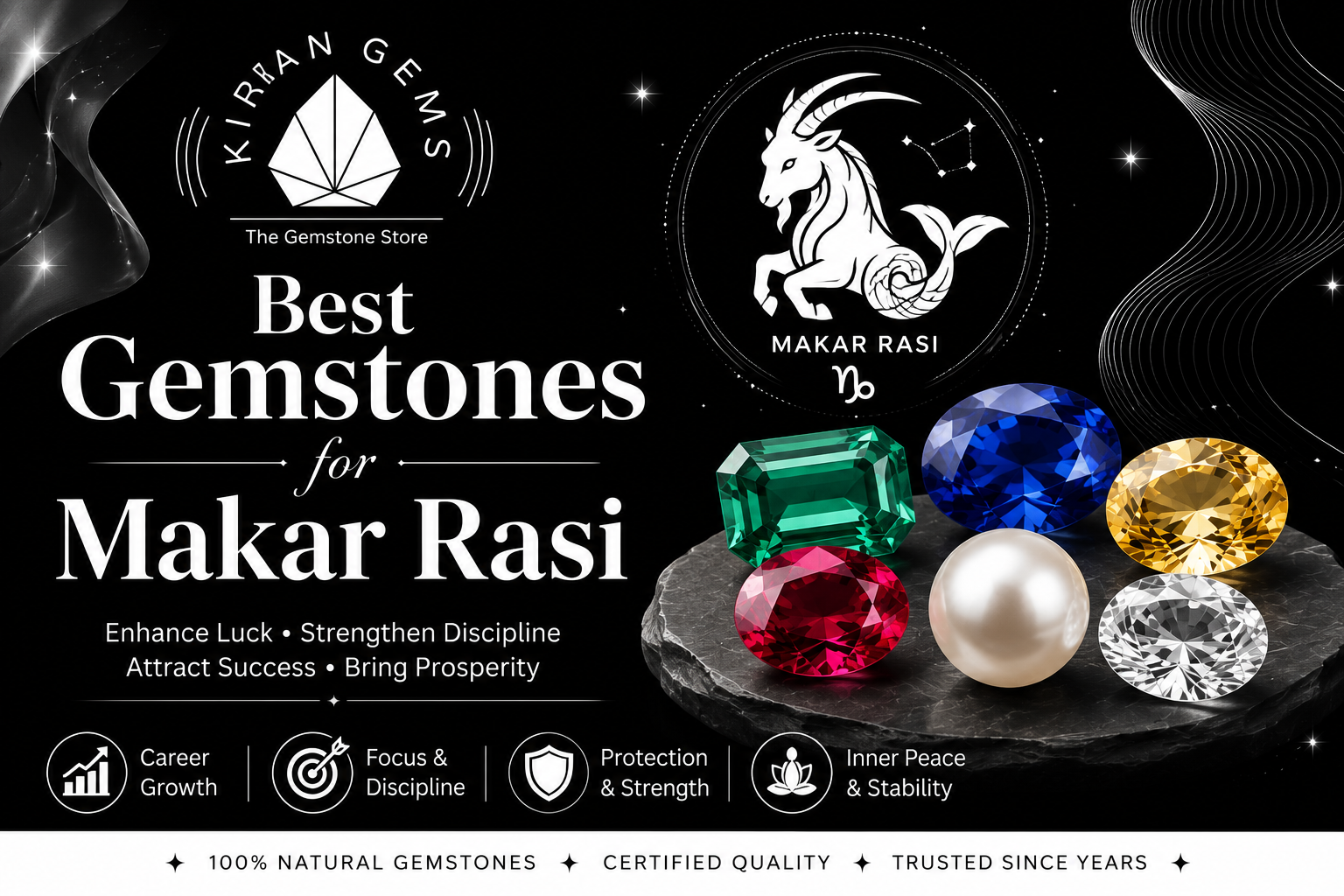 top 10 lucky gemstones for Makar Rashi (Capricorn)